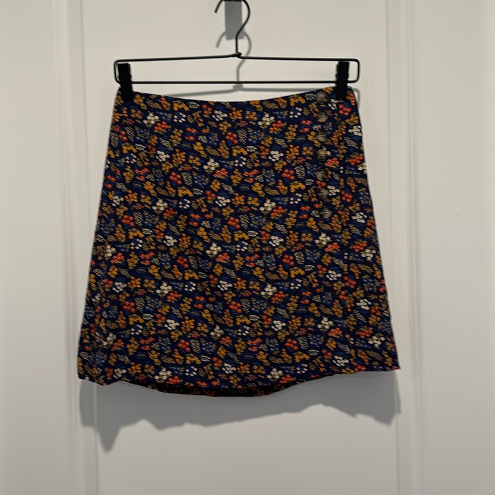 Madewell Navy Blue floral skirt, Size 0